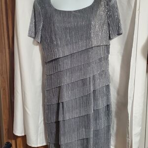 Connected Apparel Silver Tiered Sheath Dress